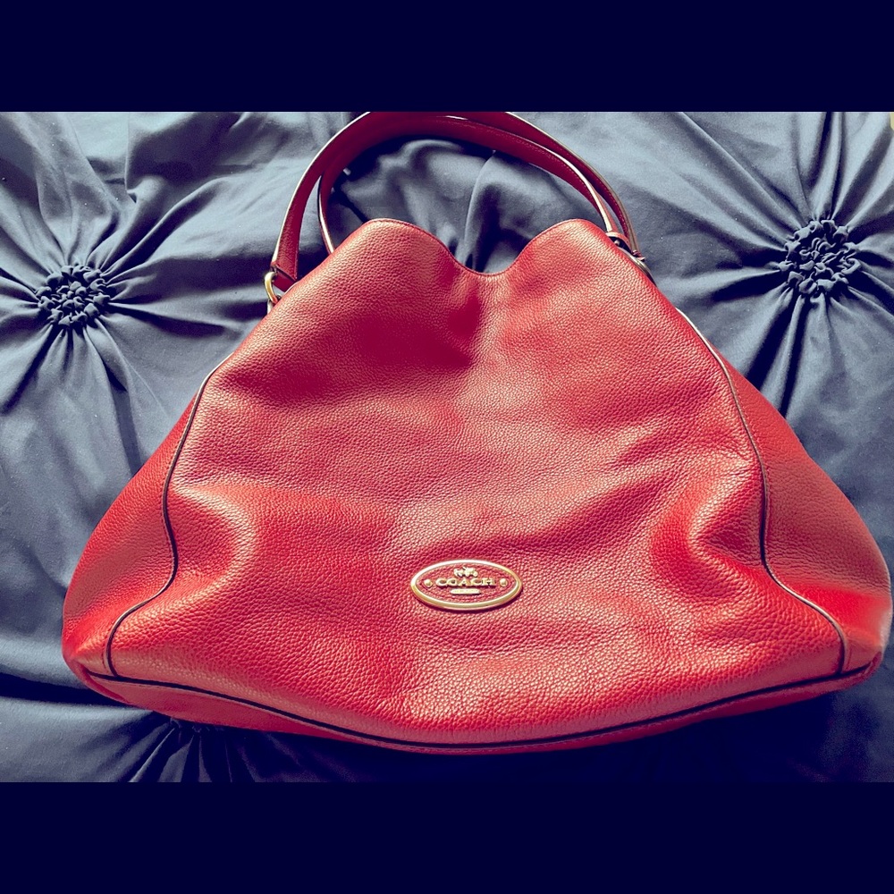 Coach Red Pebbled Leather Edie 31 Bag
